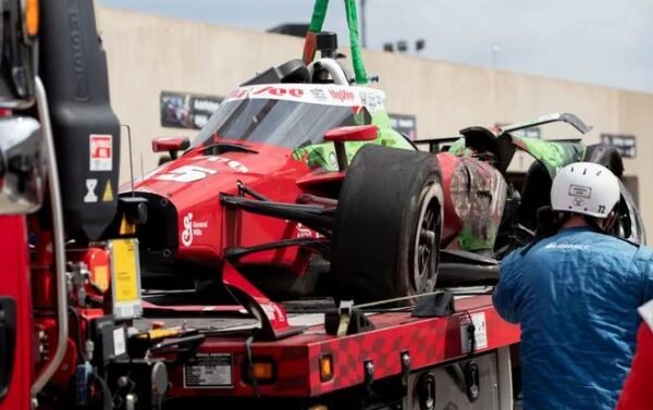 Santino Ferrucci Crash In Indianapolis 500 During Day 3 Practice At Indianapolis Motor Speedway On May 20, 2021