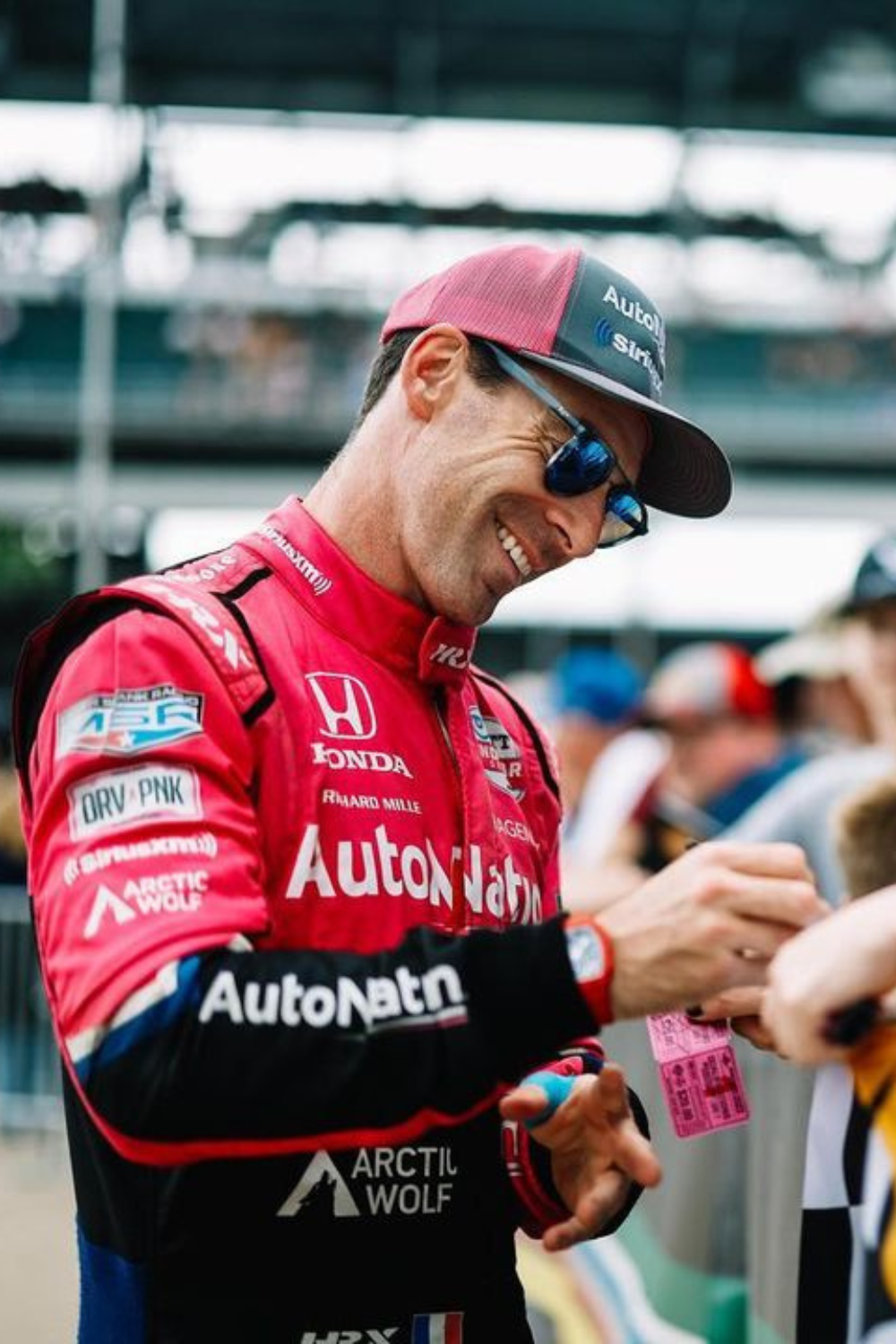 Simon Pagenaud Giving Autograph To Fan After Race