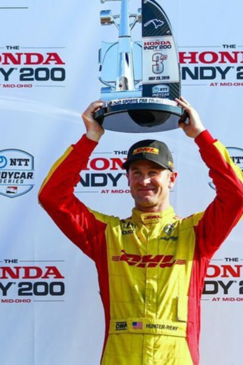 Ryan Hunter Reay Celebrating His Victory In Honda Indy 200 Series In August 2019